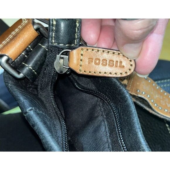 FOSSIL Texas A&M Over Shoulder Dark Brown Leather HandBag Purse Gig’em Whoop! - Picture 4 of 15